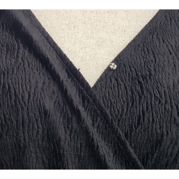 Polagram Textured Velour Midi Dress L V-Neck Belted Pockets Elegant Modest Fit - Picture 6 of 15